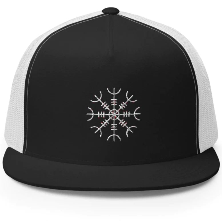 Viking Trucker Cap With Helm of Awe Symbol