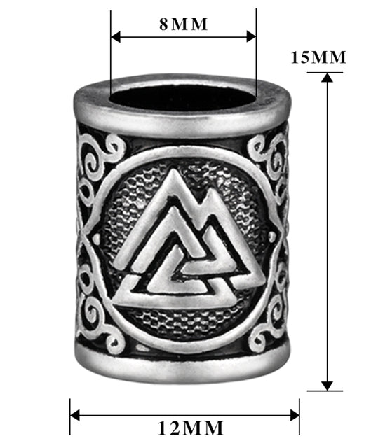Viking Beard Bead With Valknut Symbol