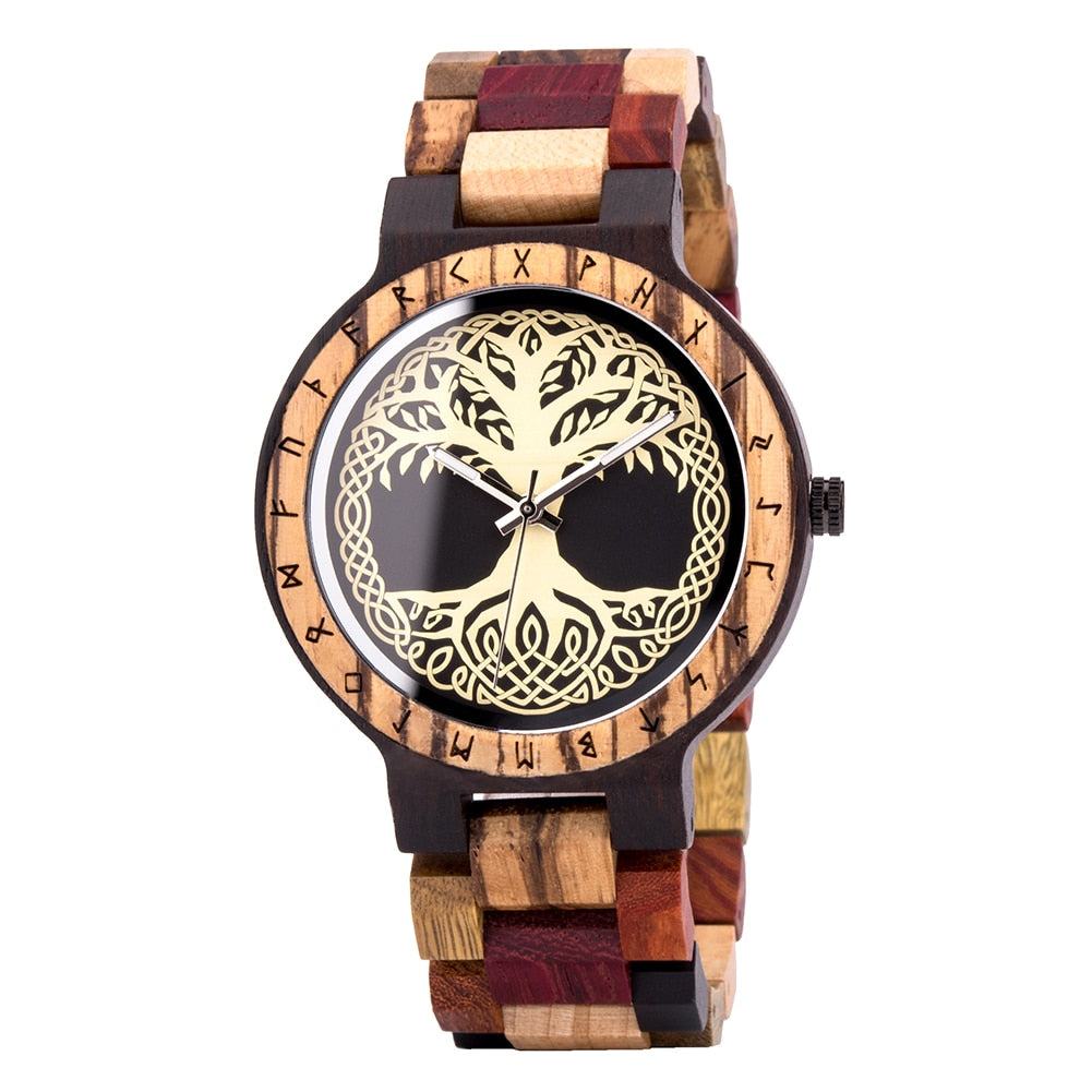 Mens Watches Wooden Viking Watch Yggdrasil Tree Of Life Wooden
