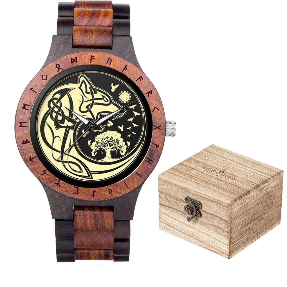 Viking Watch Featuring Norse Wolf