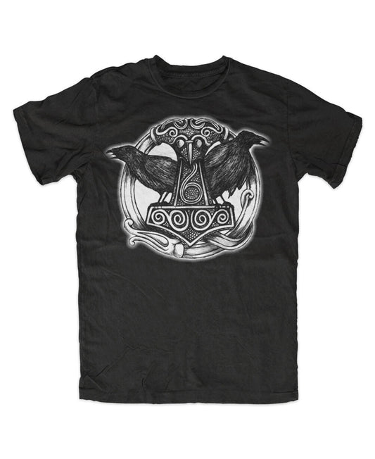 Viking T-Shirt - Thor's Hammer Raven