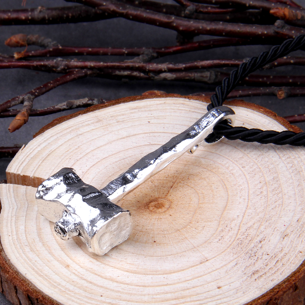 Thors Hammer Necklace - Robust Silver