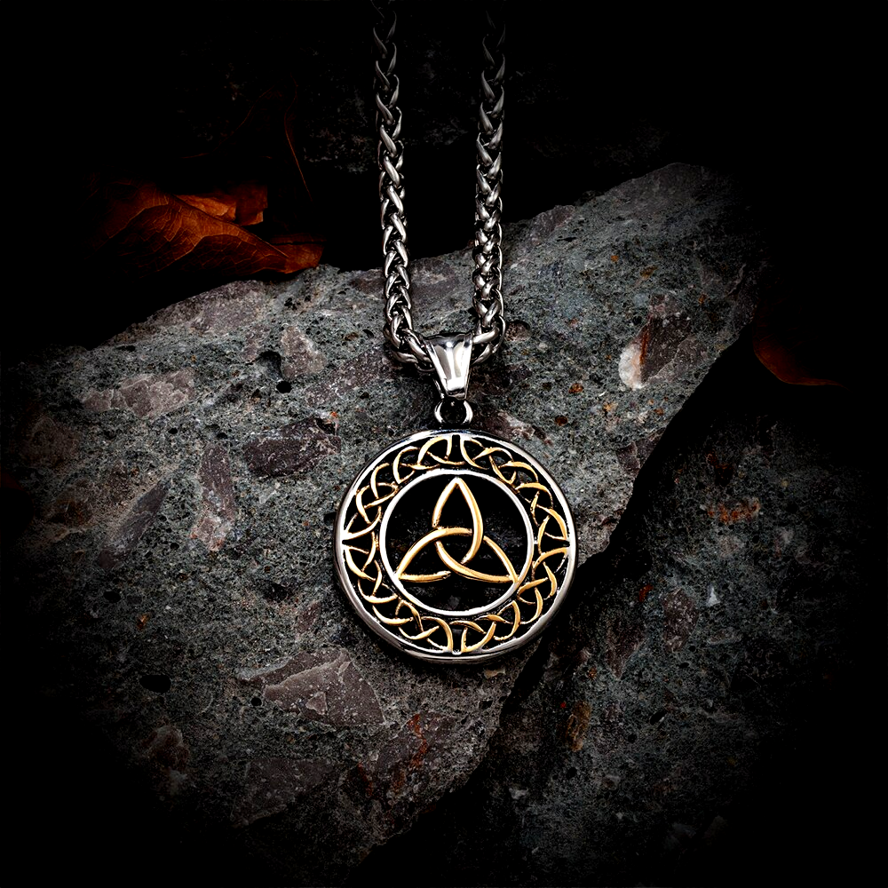 Viking Necklace - Golden Triskel