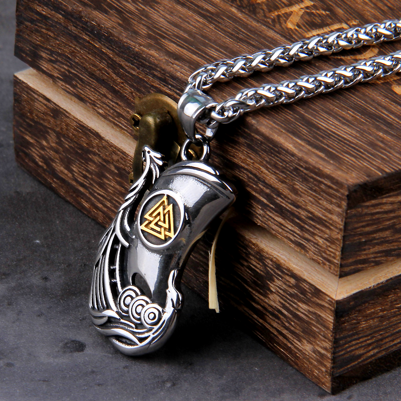 Viking Necklace - Golden viking ship