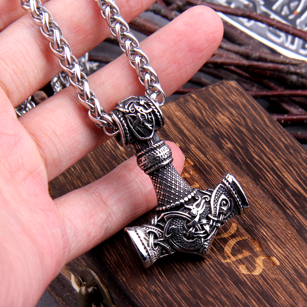 Thors Hammer Necklace - Knotted Dragon