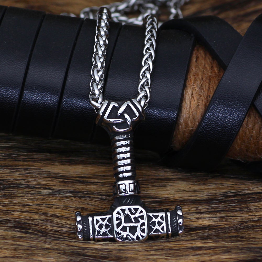 Thors Hammer Necklace - Walknut Symbol