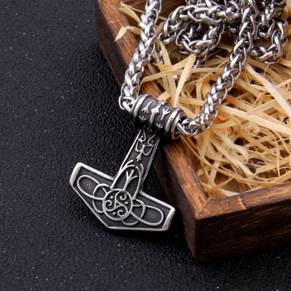 Thors Hammer Necklace - Algiz Rune Vikings of Valhalla US