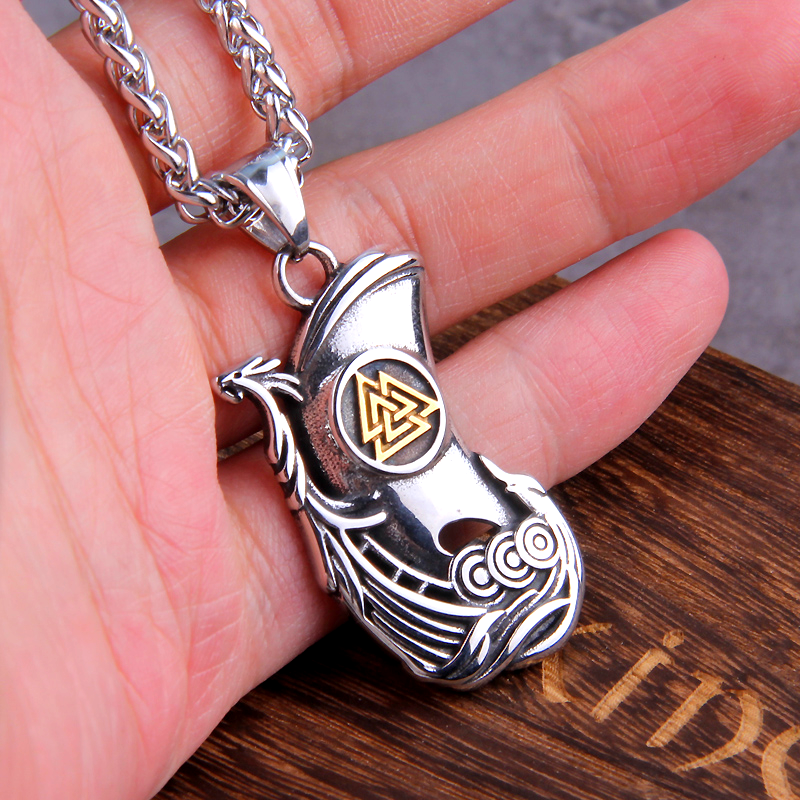 Viking Necklace - Golden viking ship
