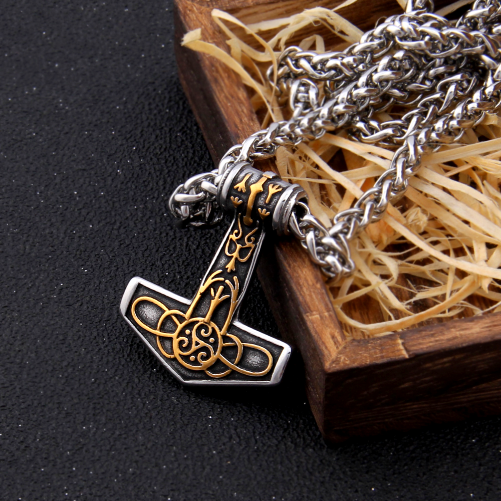 donor ensom Tilsyneladende Thors Hammer Necklace - Golden Algiz Rune – Vikings of Valhalla US