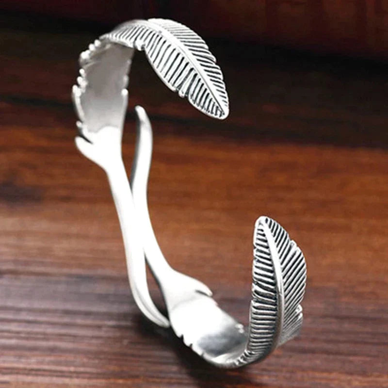 Viking Cuff  Bracelet - Ravens Feather
