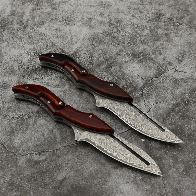 Damascus Knives Tactical Hunting Mechanical Folding Knife Fixed Blade Outdoor Camping Survival EDC Pocket Defense Tools