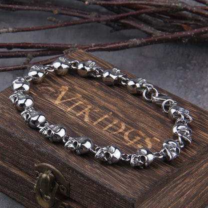 Stainless steel skull chain stainless steel Viking bracelet