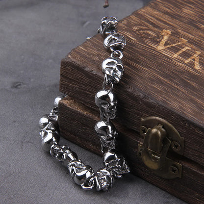 Stainless steel skull chain stainless steel Viking bracelet