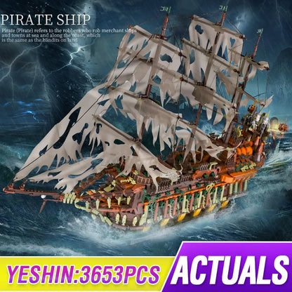 Mould king MOC Creative Flying Dutchman Pirate ship Building Blocks Bricks Assemble Toys Children  Christmas Gifts