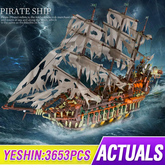 Mould king MOC Creative Flying Dutchman Pirate ship Building Blocks Bricks Assemble Toys Children  Christmas Gifts