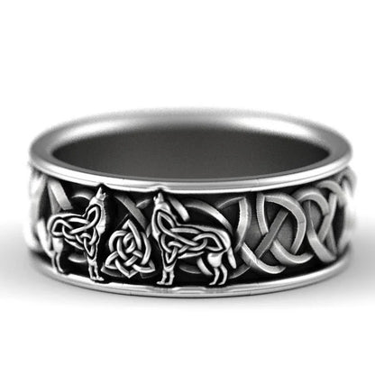 Viking Nordic Mythology Giant Wolf Men Ring Defense Totem Wolf Fashion Unisex Finger Ring Gift