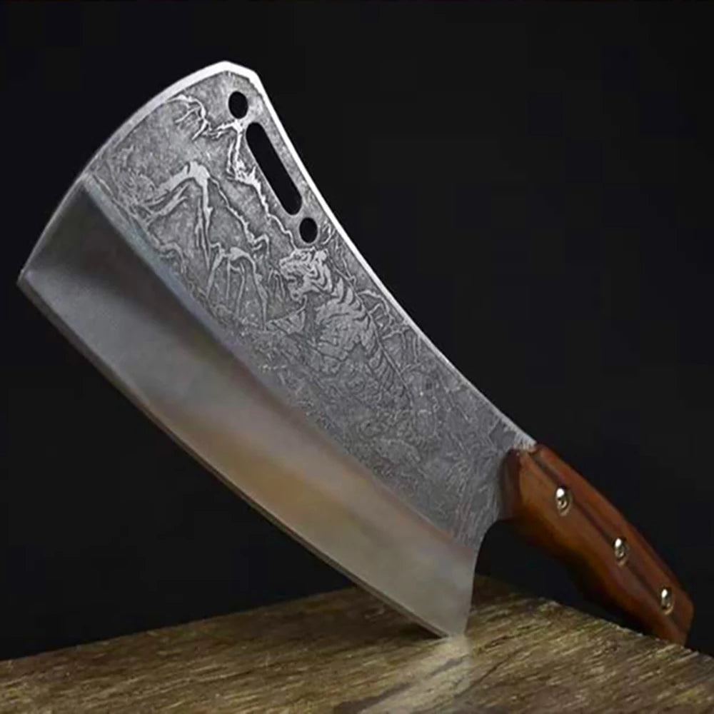 Knife Handmade Forged Machete 7Cr17 High Carbon Steel Integrated Wood Handle 8.5Inch Viking Knife