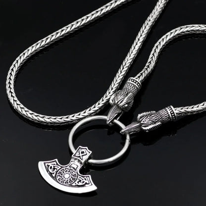 Norse Viking Pendant Cord Odin's Ravens Of Thor's Hammer amulet Axe