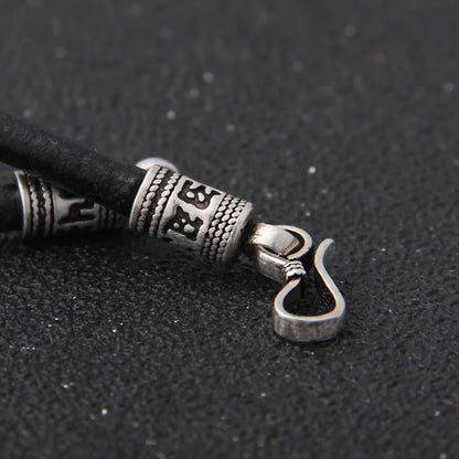 S925 Sterling Silver Viking Wolf heads with thor's hammer mjolnir pendant leather men necklace as christmas gift