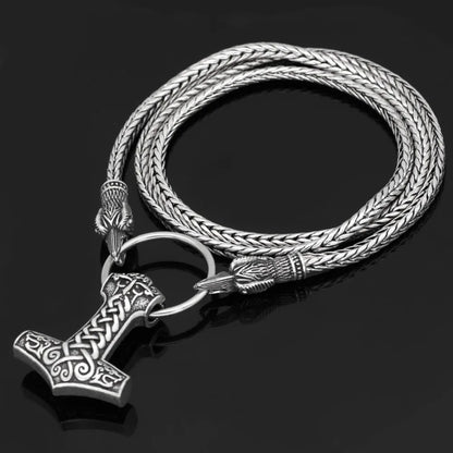 Norse Viking Pendant Cord Odin's Ravens Of Thor's Hammer amulet Axe