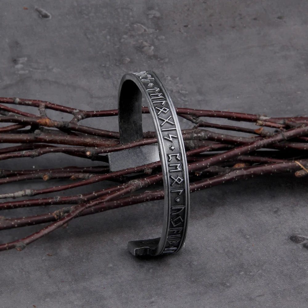 Dropshipping 1pc Men's Handmade Nordic Rune Bangle Viking 3 color Alloy men bangle