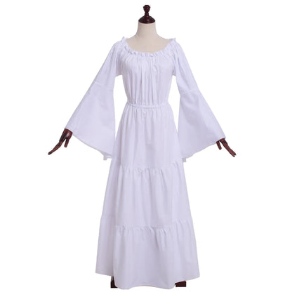Women Viking Cosplay Costume Dress Medieval Pirate Halloween Irish Corset Gown Outfit