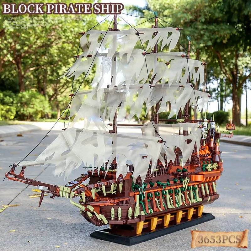 Mould king MOC Creative Flying Dutchman Pirate ship Building Blocks Bricks Assemble Toys Children  Christmas Gifts