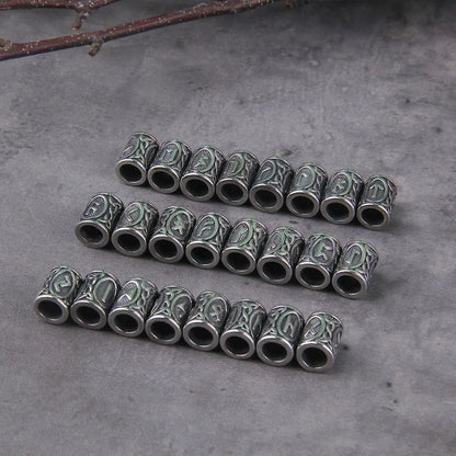 Stainless Steel 24pcs/lot Viking Runes Beads Charms TIWAZ TYR Sol rune Odal Futhark Rune beads for Hair Beard with wooden box