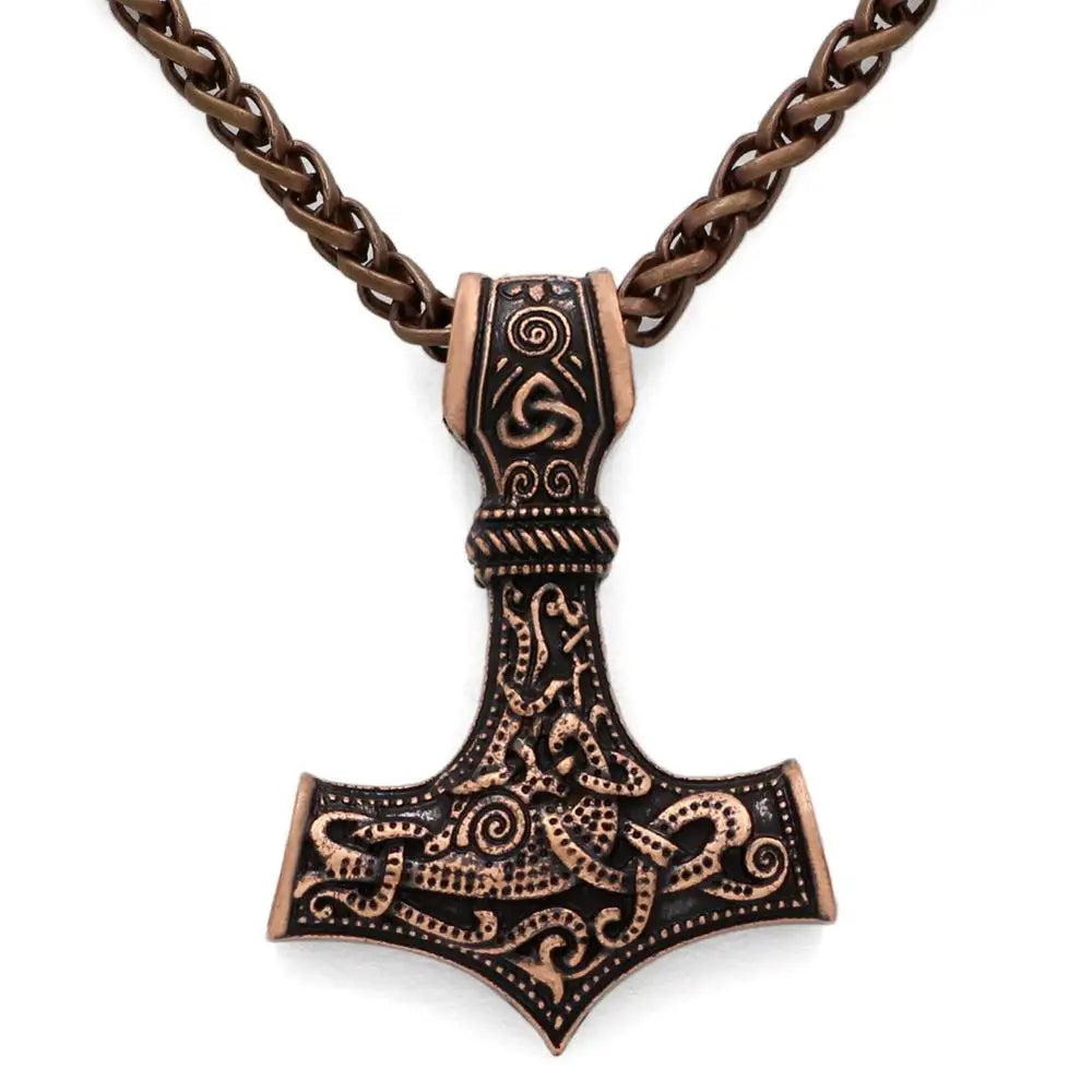 Norse Viking Amulet Scandinavian Mjolnir Pendant Hammer Of Thor Necklace Colar Choker Necklace Women Viking Rune Amulet