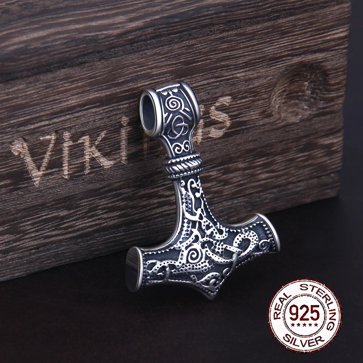 Real 925 Sterling Silver Thor Hammer Mjolnir necklace Norse