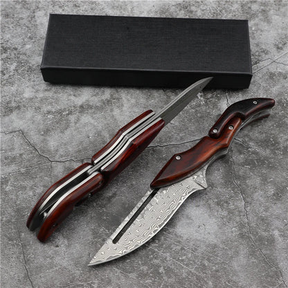 Damascus Knives Tactical Hunting Mechanical Folding Knife Fixed Blade Outdoor Camping Survival EDC Pocket Defense Tools