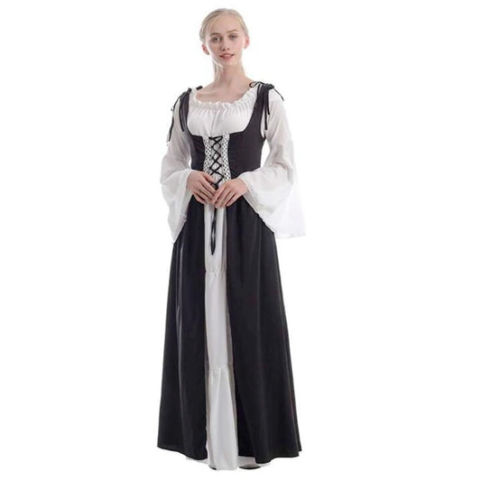 Women Viking Cosplay Costume Dress Medieval Pirate Halloween Irish Corset Gown Outfit