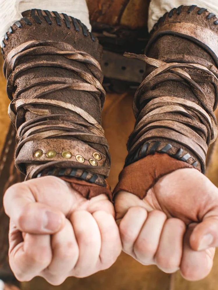 Arm Bracers Medieval Faux Leather Wrist Cuff Armband Arm Armor Cuff Punk Renaissance Accessories Arm Guards