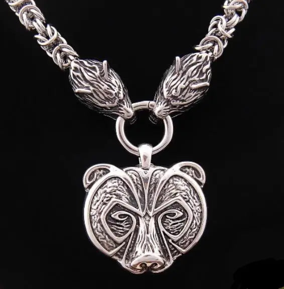 Sterling Silver Viking Bear Pendant Necklace