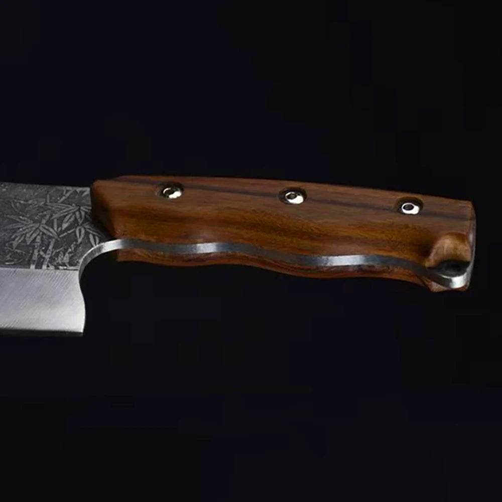 Knife Handmade Forged Machete 7Cr17 High Carbon Steel Integrated Wood Handle 8.5Inch Viking Knife