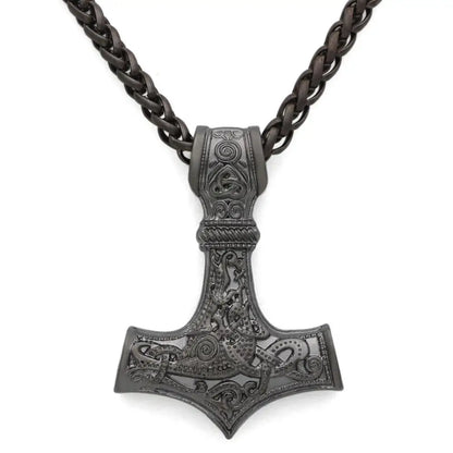 Norse Viking Amulet Scandinavian Mjolnir Pendant Hammer Of Thor Necklace Colar Choker Necklace Women Viking Rune Amulet