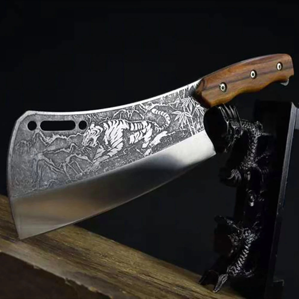 Knife Handmade Forged Machete 7Cr17 High Carbon Steel Integrated Wood Handle 8.5Inch Viking Knife