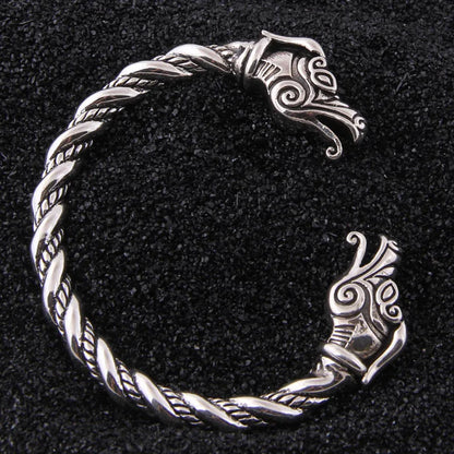 Sterling Silver Nordic Dragon Viking Bangle