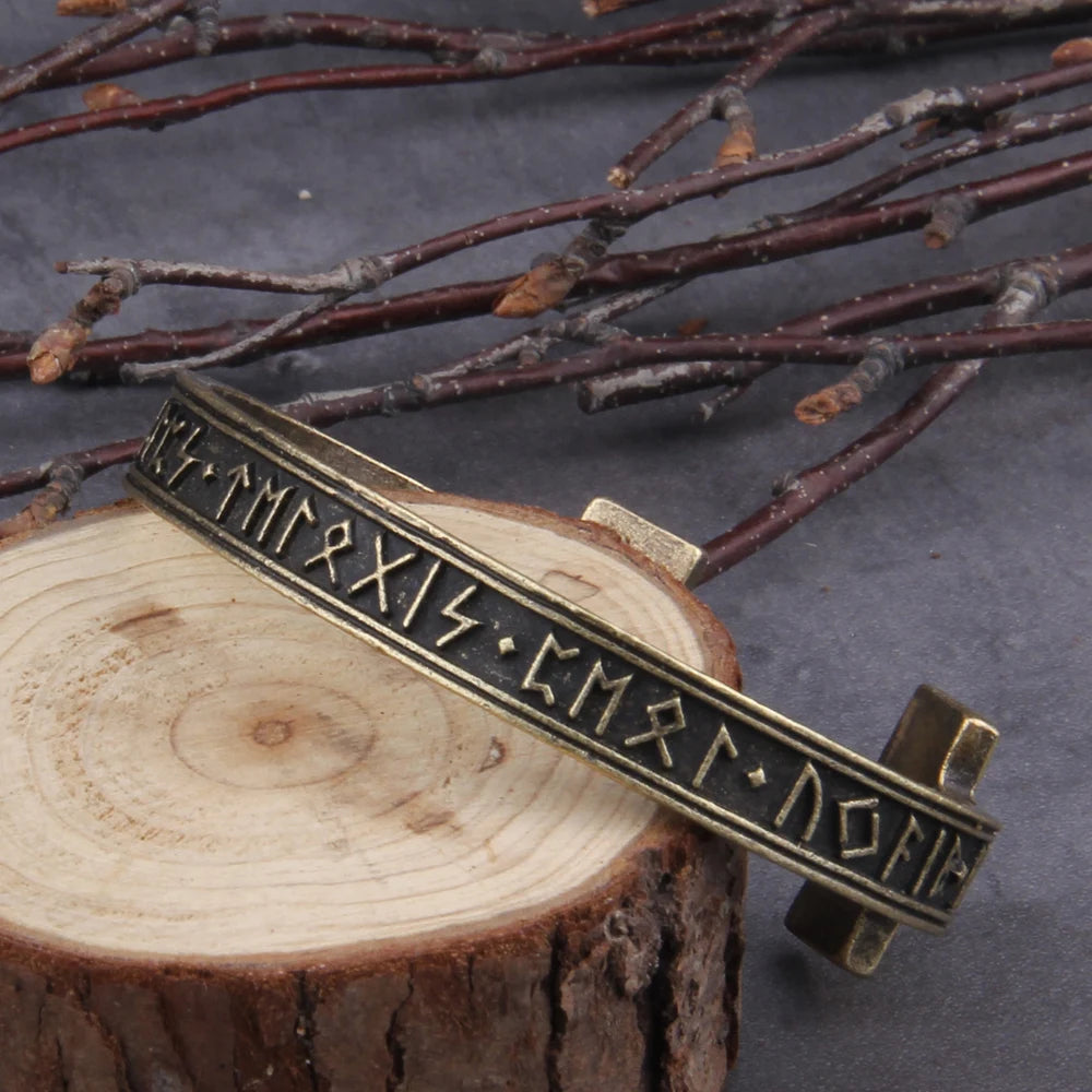 Dropshipping 1pc Men's Handmade Nordic Rune Bangle Viking 3 color Alloy men bangle