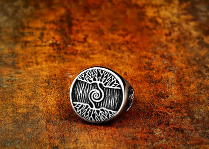 Stainless Steel Tree of Life Signet Ring