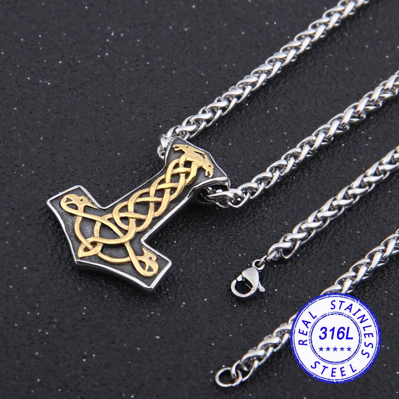 stainless steel Viking Thor's Hammer Mjolnir necklace