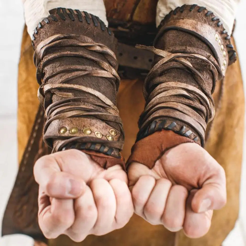 Arm Bracers Medieval Faux Leather Wrist Cuff Armband Arm Armor Cuff Punk Renaissance Accessories Arm Guards