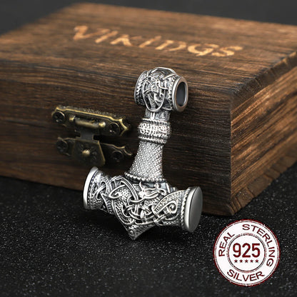 S925 Sterling Silver Norse Viking Thor's Hammer Mjolnir necklace