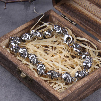 Stainless steel skull chain stainless steel Viking bracelet