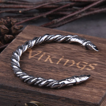 Stainless Steel Nordic Viking Norse Raven Bracelet adjustable