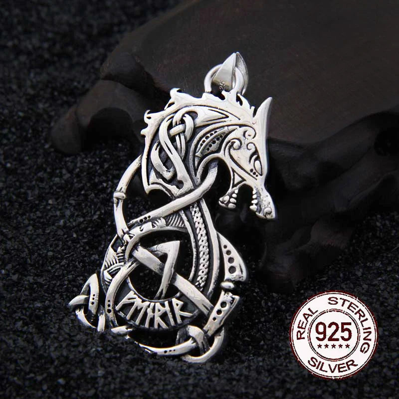 Sterling Silver Viking Dragon rune necklace