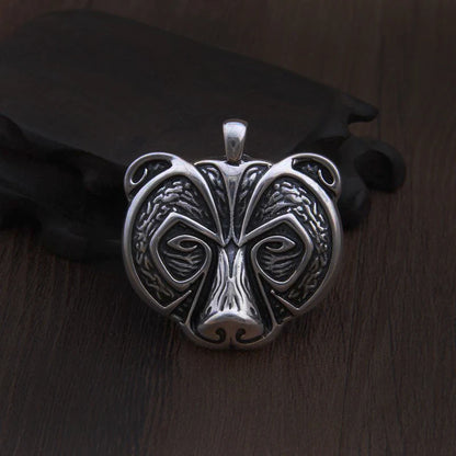 Sterling Silver Viking Bear Pendant Necklace