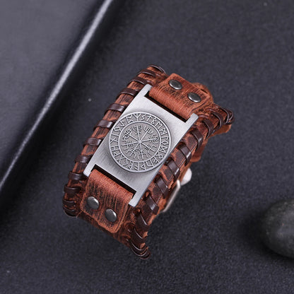 Vegvisir Compass Genuine Leather Bracelet Nordic Odin