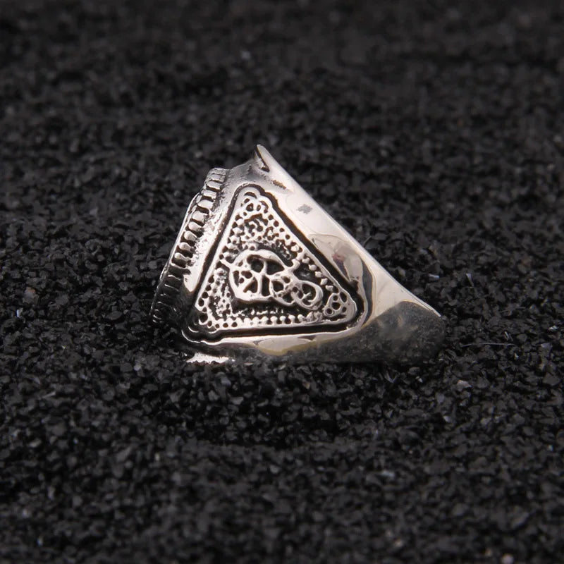 sterling silver Viking Odin Rune With Viking Rune adjustable ring