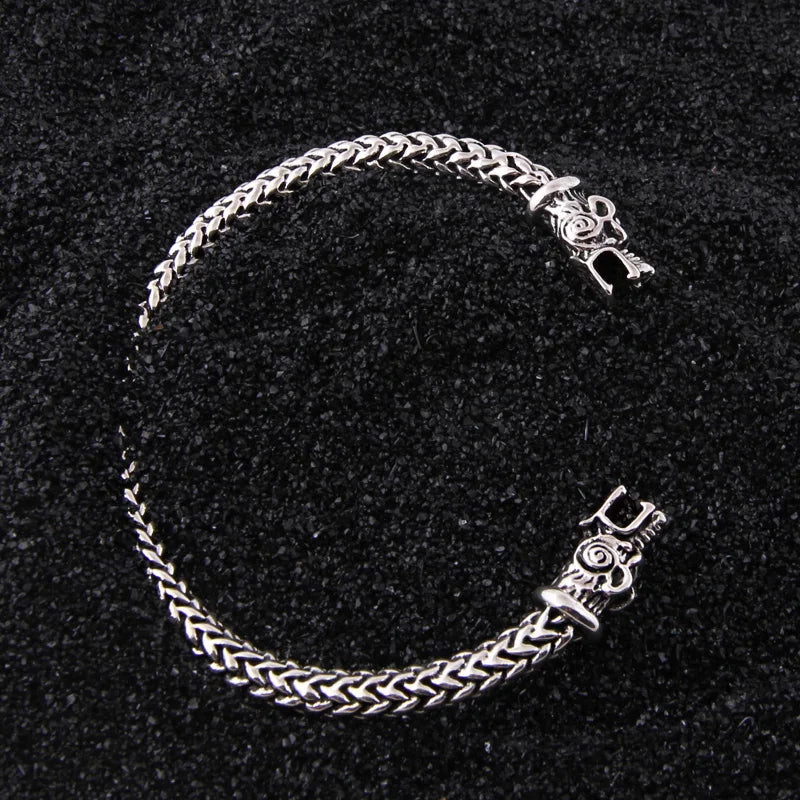 Sterling Silver Viking Dragon Bangle Twisted body